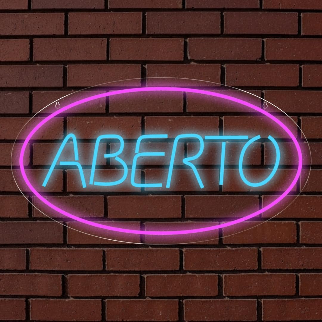 Painel Neon Led Letreiro Aberto Escrita Decoração Loja