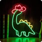 placa de neon de dinossauro cowboy 1