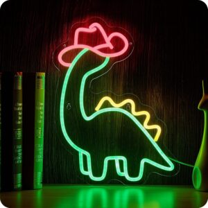 placa de neon de dinossauro cowboy 1