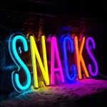 placa de neon de lanche colorido 1