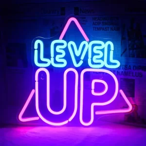 placa de neon game level up 1