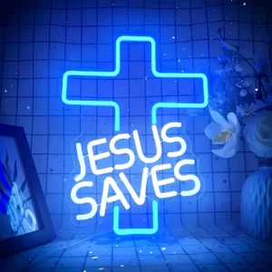 placa de neon jesus salva 1