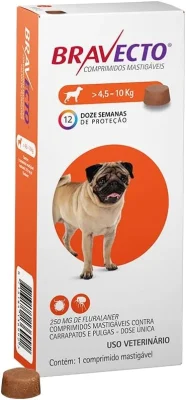Bravecto® 250mg Antipulgas e Carrapatos para Cães de 4,5 a 10kg – 1 Comprimido Mastigável